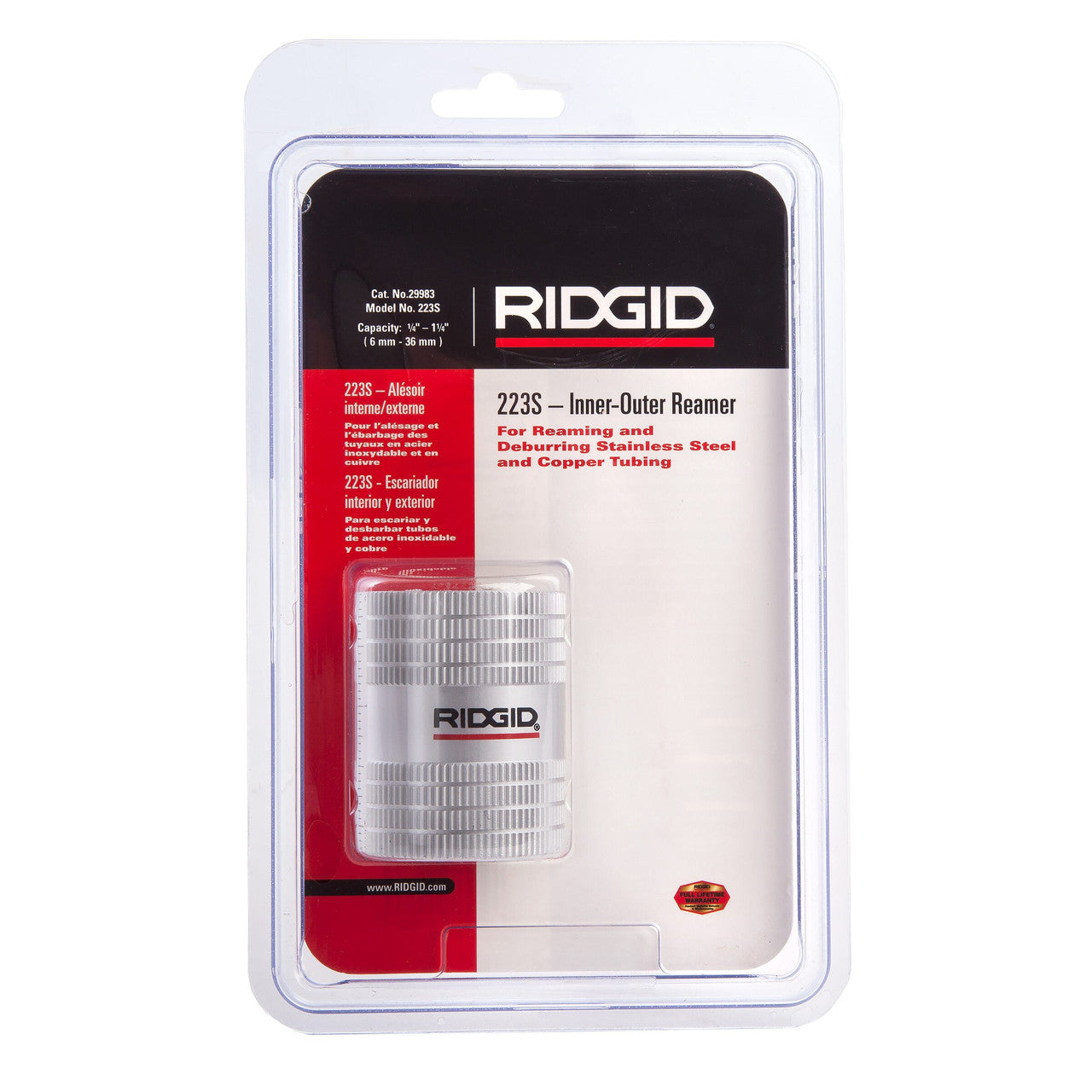 Ridgid Inner-Outer Reamer 6-36mm Dual Fuction Stainless Steel Copper Alloy 223S
