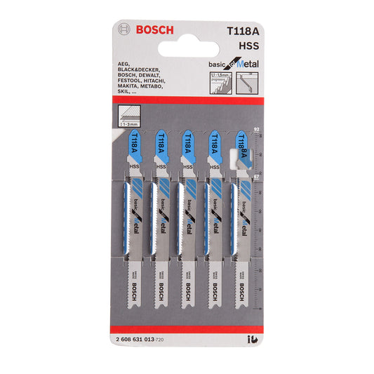 Bosch Basic Metal Cutting Jigsaw Blades 5 Pack T118A