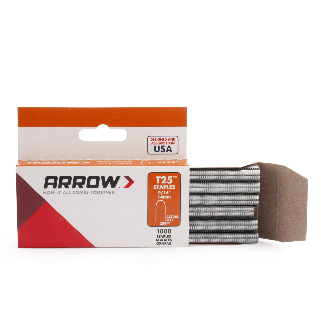 Arrow T25 Round Crown Steel Staples 9/16" 14mm Pack Of 1000 A259