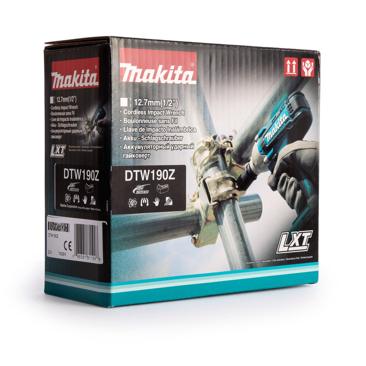 Makita 18V LXT Impact Wrench 1/2"D Body Only Fastening Torque 190 Nm DTW190Z