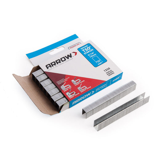 Arrow T50 Steel Zinc Staples 14mm 9/16in Pack of 1250 Universal Fit A50924
