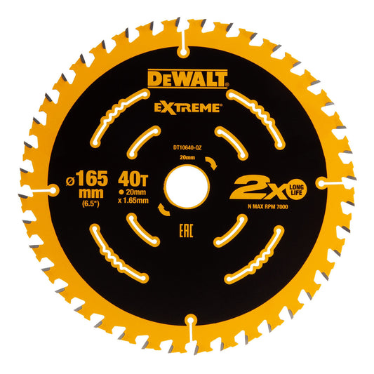 Dewalt Extreme Framing Circular Saw Blade for Wood 165 x 20mm x 40T DT10640