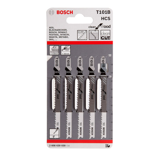 Bosch Clean Cutting Wood Jigsaw Blades 5 Pack T101B