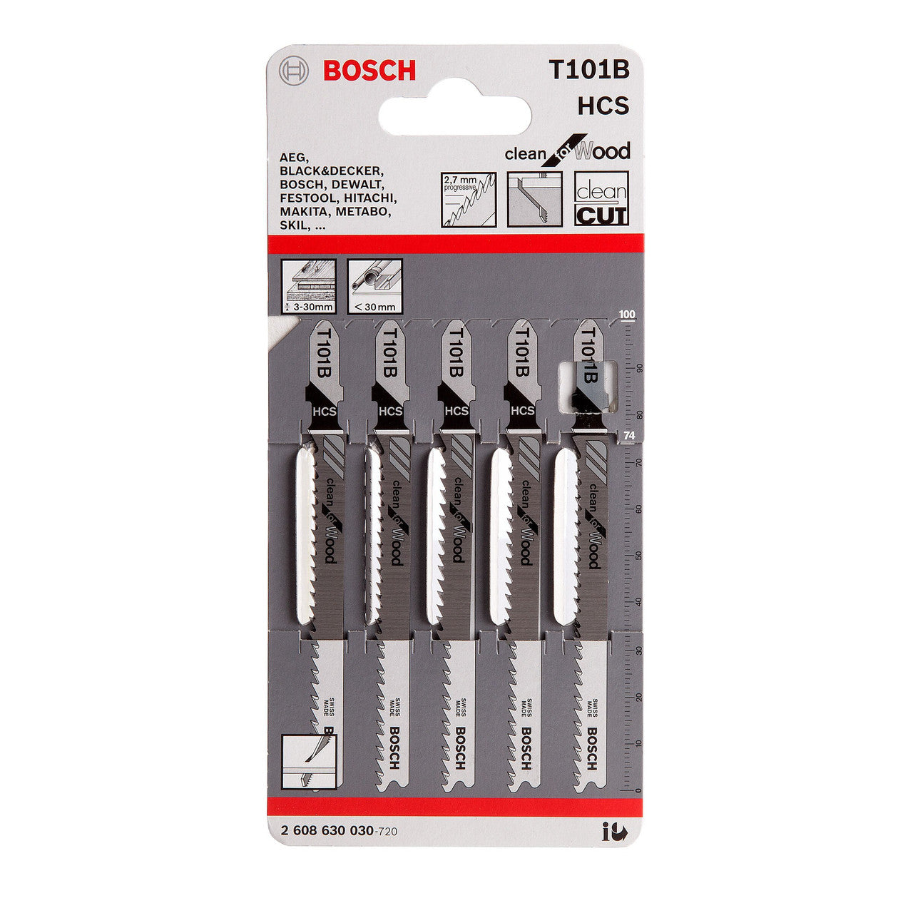 Bosch Clean Cutting Wood Jigsaw Blades 5 Pack T101B