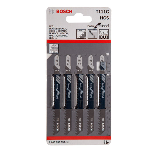 Bosch Basic Cutting Wood Jigsaw Blades 5 Pack T111C