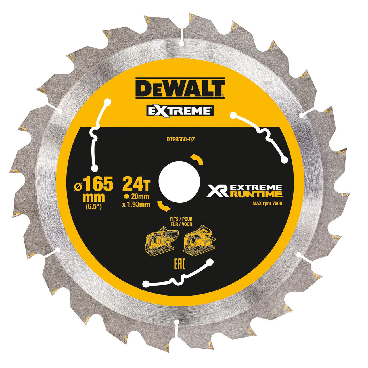 Dewalt DT99560 Extreme Runtime Multi Purpose Plunge Saw Blade 165 x 20mm x 24T