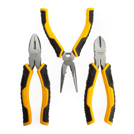 Stanley Control Grip Plier Set 3 pc Diagonal Long Nose Combination STHT0-75094