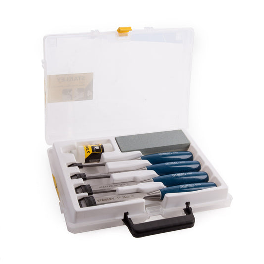 Stanley Bevel Edge Wood Chisel Set of 4 With Oilstone 0-16-130 5002
