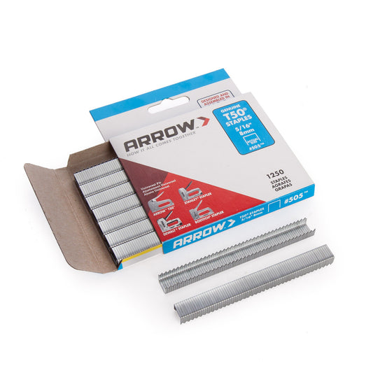Arrow T50 Staples 8mm 5/16in Pack Of 1250 Galvanised Steel 50524