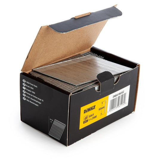 Dewalt 16GA Brad Finish Nail 20 Deg Galvanised 63mm Pack of 2500 DNBA1663GZ