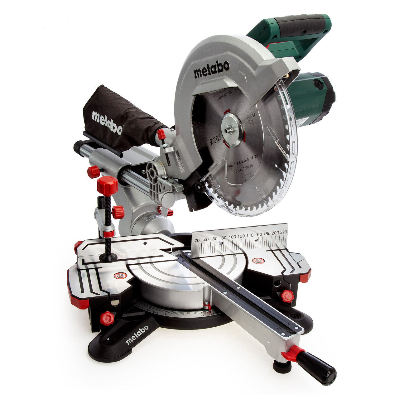 Metabo 305mm Sliding Mitre Saw 110V Integral Dust Extraction Ext Wings KGS305M