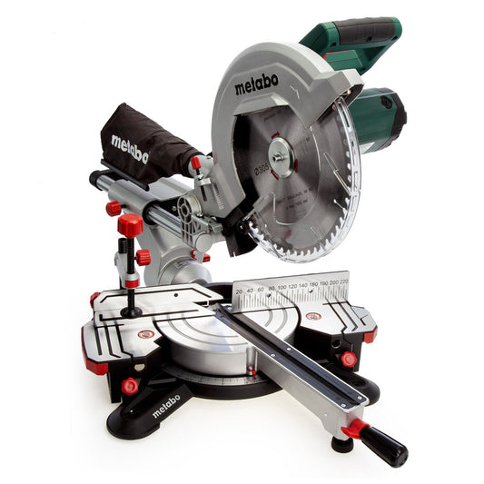 Metabo 305mm Sliding Mitre Saw 110V Integral Dust Extraction Ext Wings KGS305M