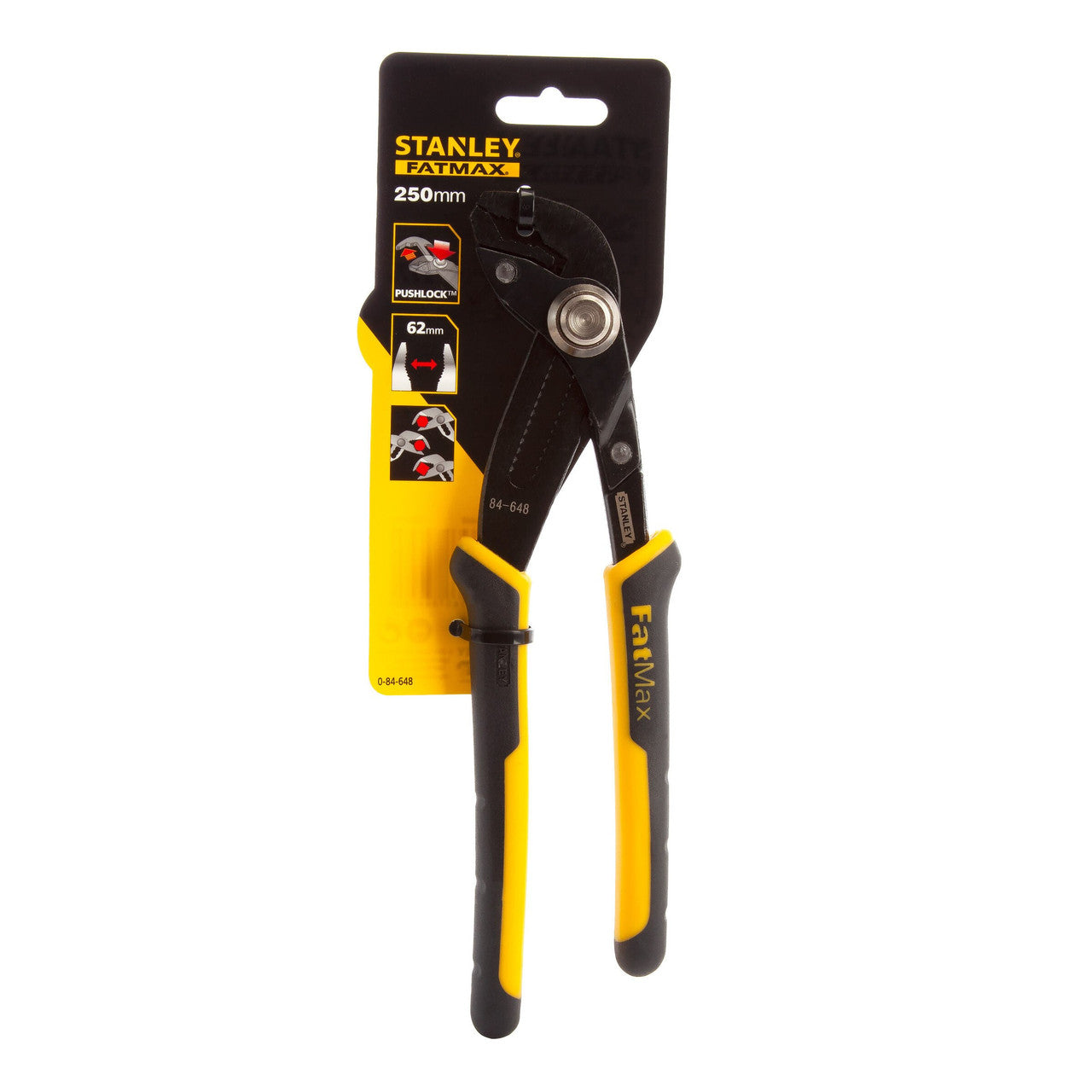 Stanley FatMax Slip Joint Plier 250mm Push Lock Adjustment jaw cap 51mm 0-84-648