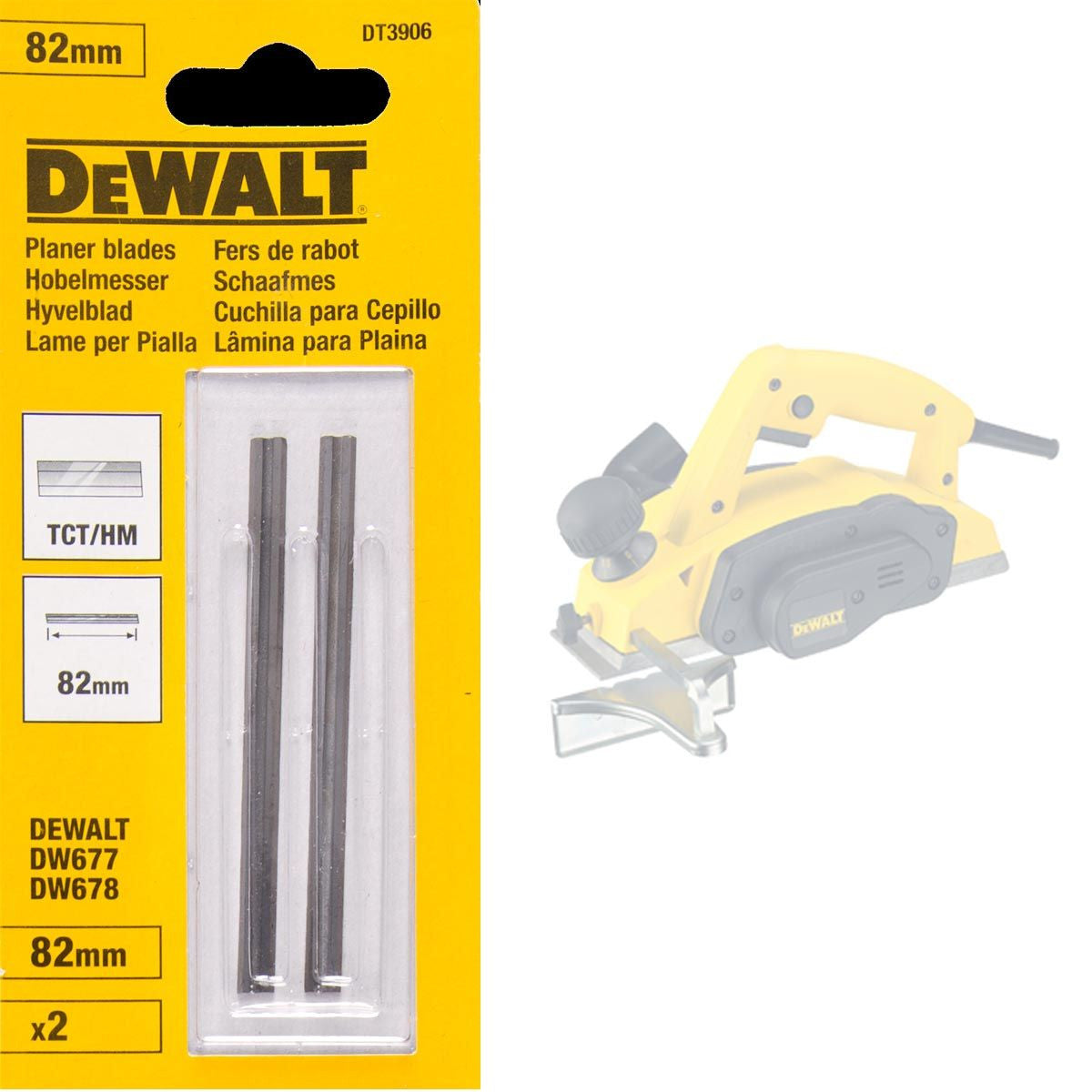 Dewalt TCT Reversible Planer Blades 82mm Pack Of 2 Will Fit All Brands DT3906