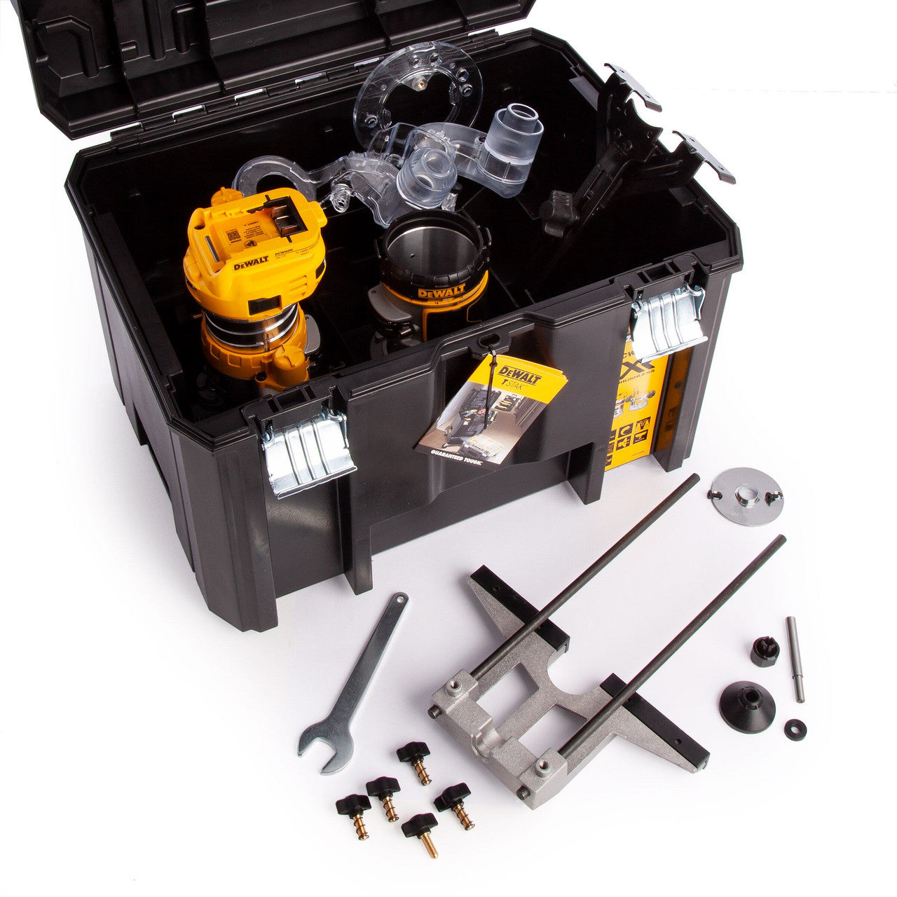 Dewalt 18V XR 1/4" Brushless Router Plus Extra Base Body Only T-Stak DCW604NT