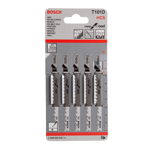 Bosch Clean Cutting Wood Jigsaw Blades 5 Pack T101D
