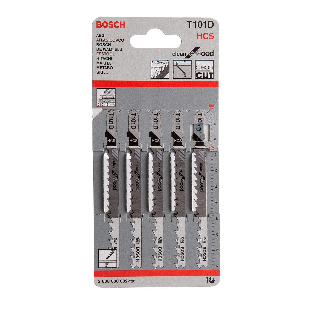 Bosch Clean Cutting Wood Jigsaw Blades 5 Pack T101D