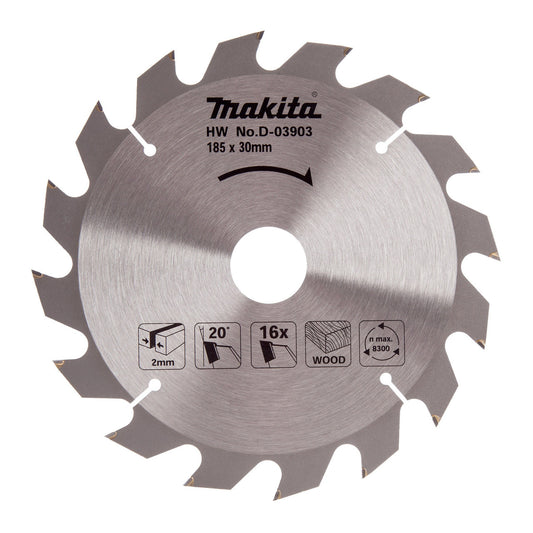Makita Circular Saw Blade for Wood 185 x 30mm x 16T D-03903
