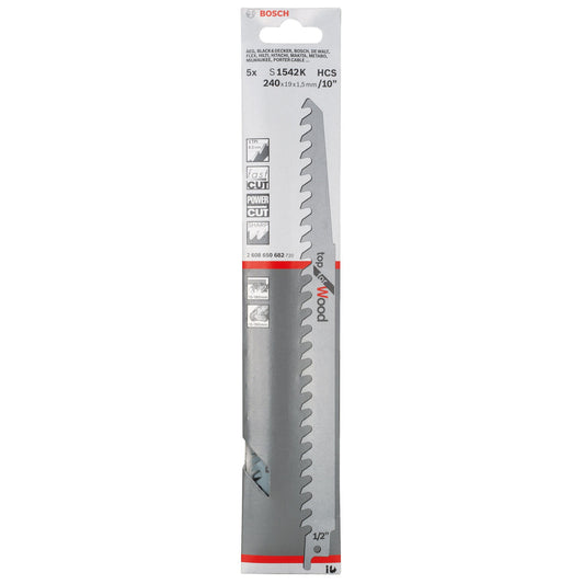 Bosch Reciprocating Saw Blades for Wood Pack Of 5 S1542K