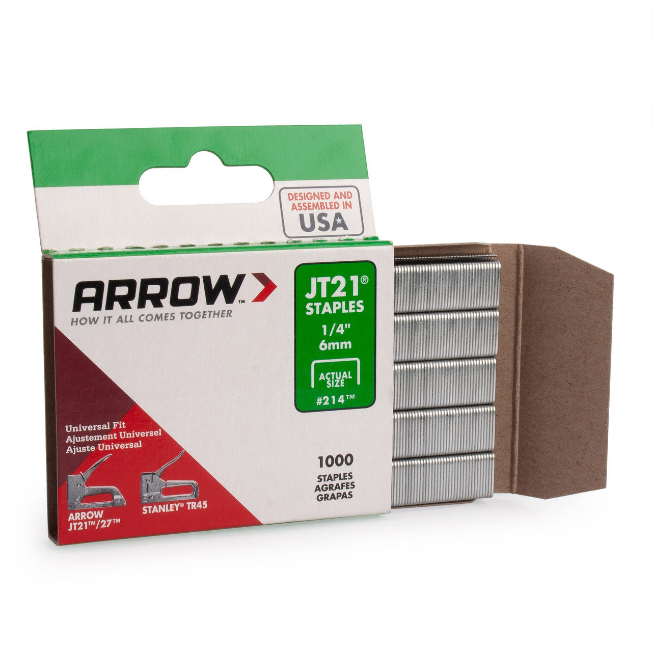 Arrow 214 JT21 Light-Duty Steel Staples 6mm Pack of 1000 ARR-A214