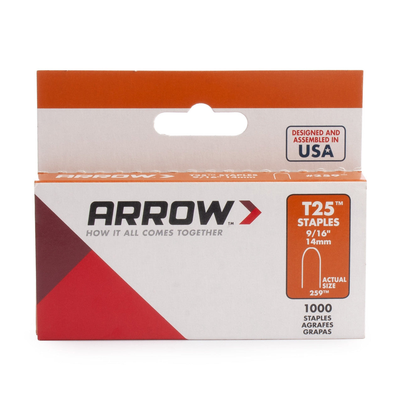 Arrow T25 Round Crown Steel Staples 9/16" 14mm Pack Of 1000 A259