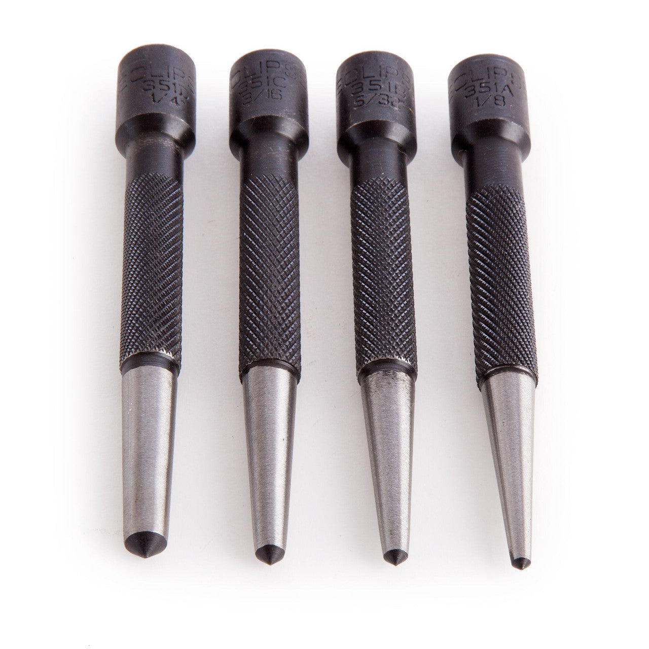 Eclipse Centre Punch Set 4 Piece Knurled Carbon Steel Sizes 3.2 to 6.5 351W