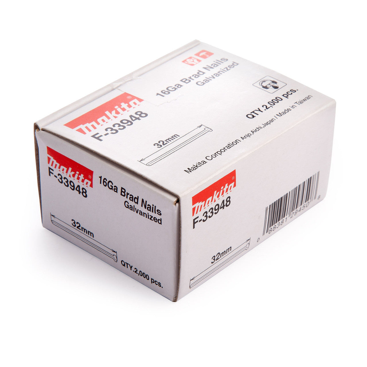Makita Brad Nails Galvanised 16GA 32mm Pack of 2000 F-33948