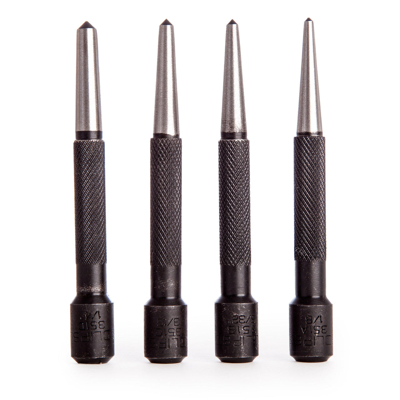 Eclipse Centre Punch Set 4 Piece Knurled Carbon Steel Sizes 3.2 to 6.5 351W