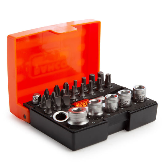 Bahco Socket Bit Set 26 Piece Slotted Hex Pozidriv Phillips & Torx 2058/S26