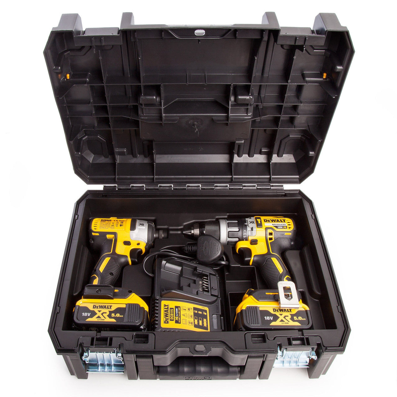Dewalt  XR 18V 3 Piece Kit with 2 × TSTAK Boxes 3 × 5.0Ah Batteries DCK368P3T