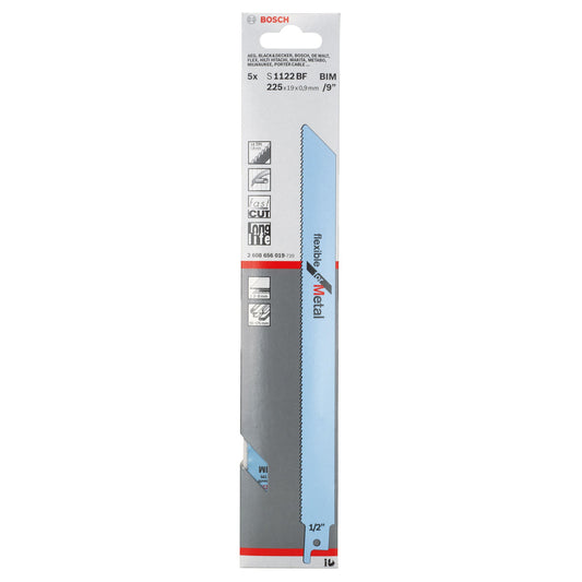 Bosch Reciprocating Saw Blades for Metal 225mm Pack Of 5 S1122BF