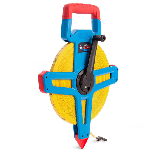 Rollins Site Pro Fibreglass Open Frame Tape Measure 100m 3:1 Rewind RKM71000M