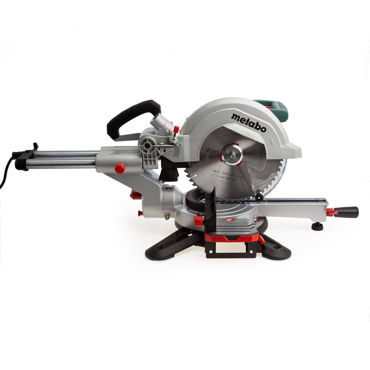 Metabo 305mm Sliding Mitre Saw 110V Integral Dust Extraction Ext Wings KGS305M
