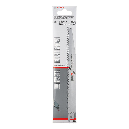 Bosch Progressor Reciprocating Saw Blades for Wood Pack Of 5 S2345X