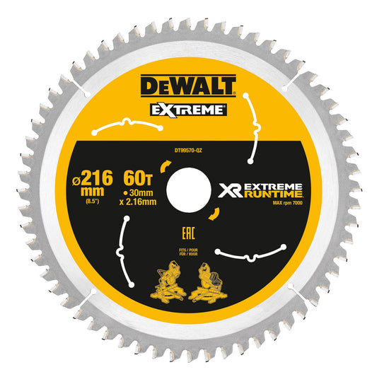 Dewalt Extreme Runtime Multi Purpose Mitre Saw Blade 216 x 30mm x 60T DT99570