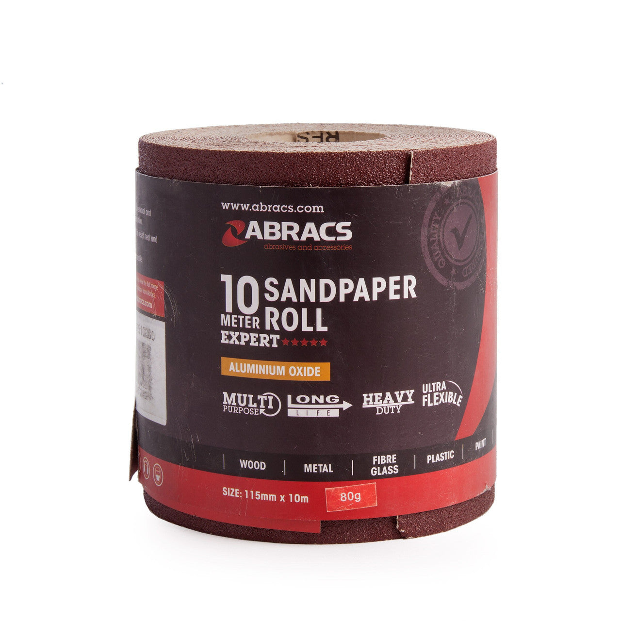 Abracs Sandpaper Roll 80 Grit 115mm x 10m Heavy Duty Ultra Flexible ABS11510080