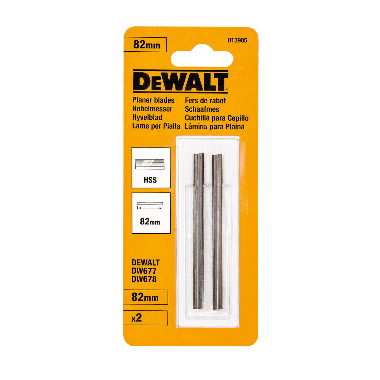 Dewalt HSS Planer Blades 82mm Pack Of 2 Will Fit Most Brands DT3905