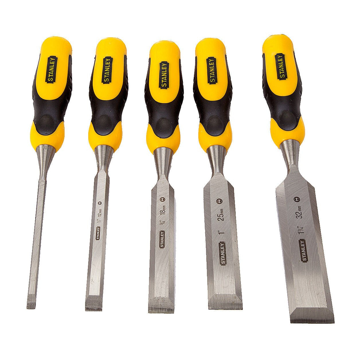 Stanley 5 Piece DynaGrip Wood Chisel Set inc Stone Oil And Honing Guide 5-16-421