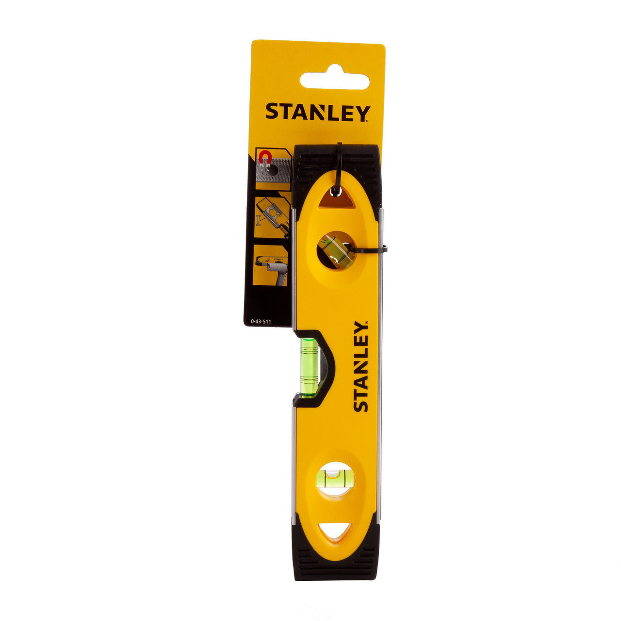 Stanley 230mm 9" Shock Proof Magnetic Torpedo Level 3 Vials 0-43-511