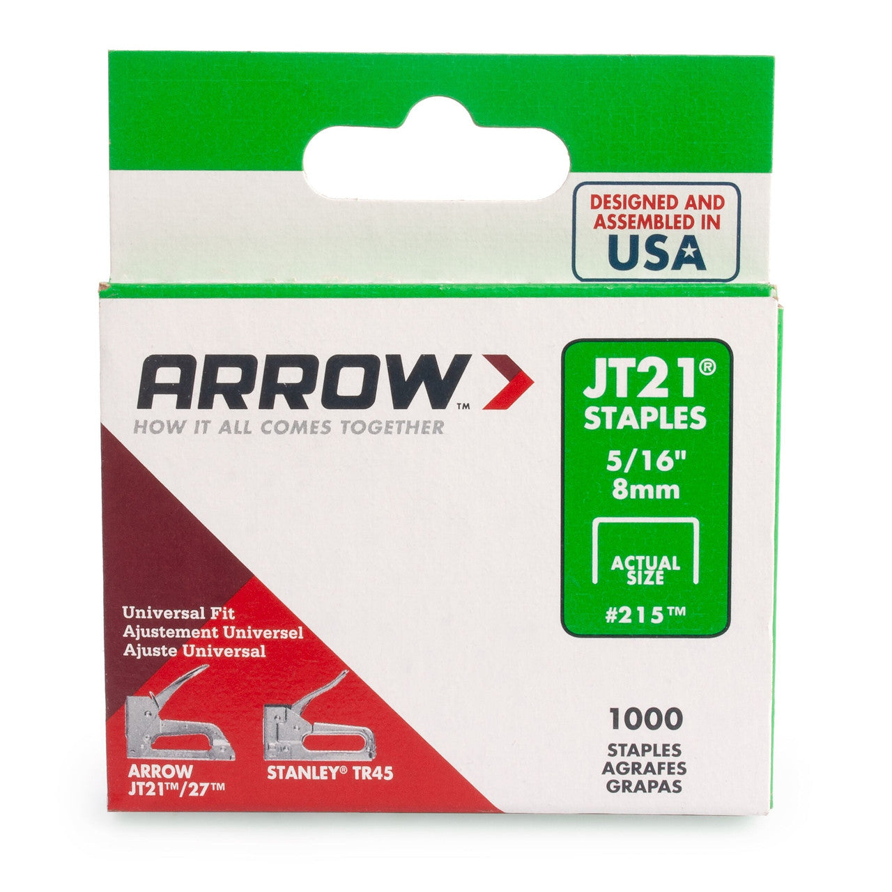 Arrow A215 JT21 Light Duty Staples 5/16" (Pack Of 1000)