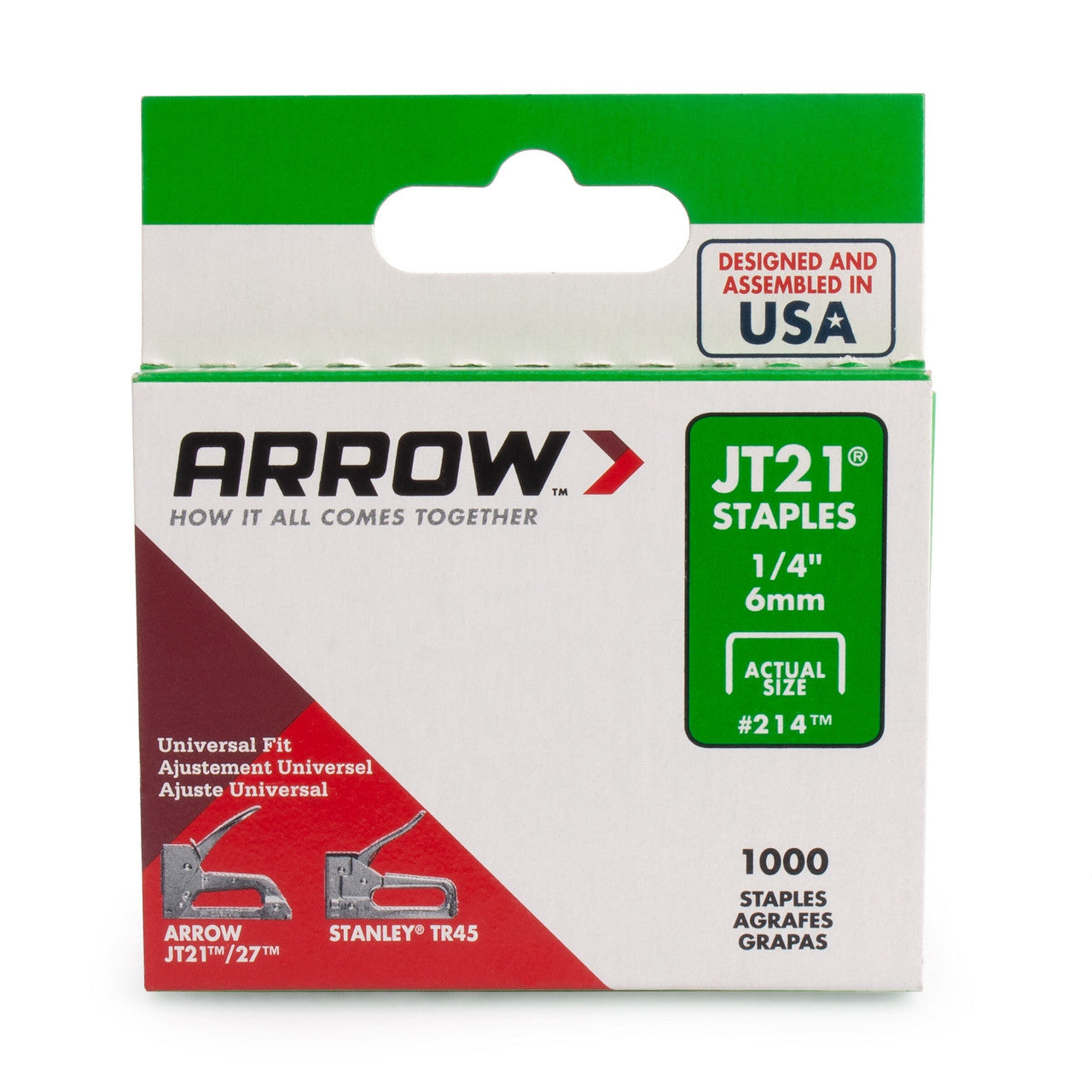 Arrow 214 JT21 Light-Duty Steel Staples 6mm Pack of 1000 ARR-A214