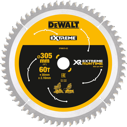 Dewalt Extreme Runtime Multi Purpose Mitre Saw Blade 305 x 30mm x 60T DT99575