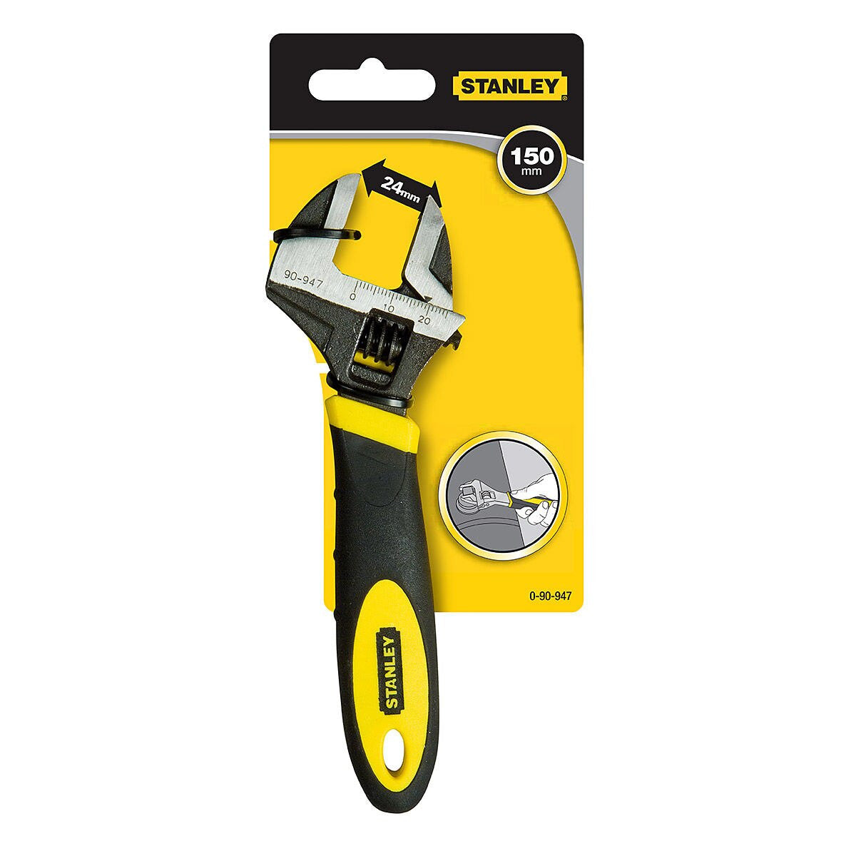 Stanley MaxSteel Adjustable Wrench 150mm Jaw 24mm Comfortable Grip 0-90-947