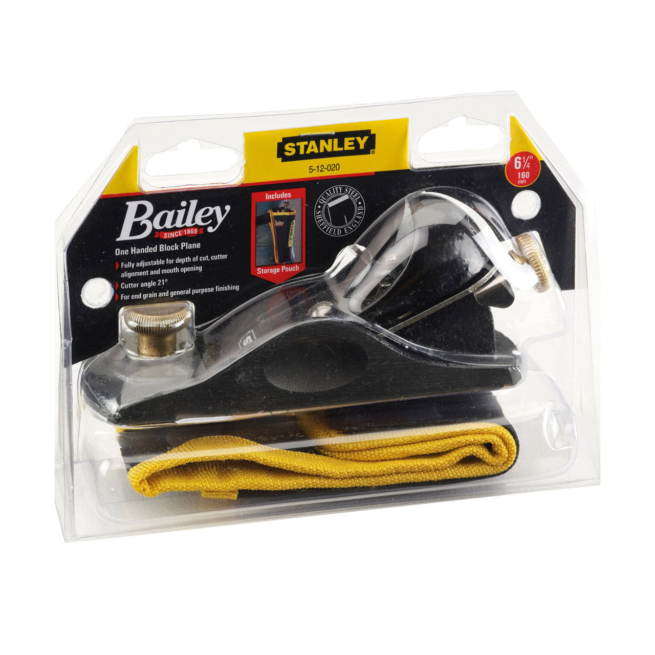 Stanley Block Plane with Pouch 6. 1/4 Inch 160mm Iron Width 40mm 5-12-020