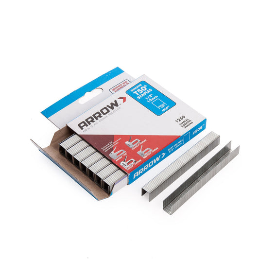 Arrow T50 Staples 12mm 1/2in Pack Of 1250 Flat Crown Universal Fit 50824