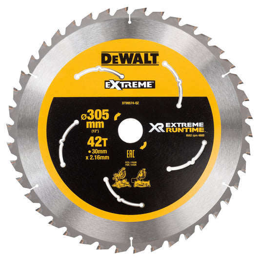 Dewalt XR Extreme Runtime Mitre Saw Blade 305mm x 30mm x 42T Thin kerf DT99574
