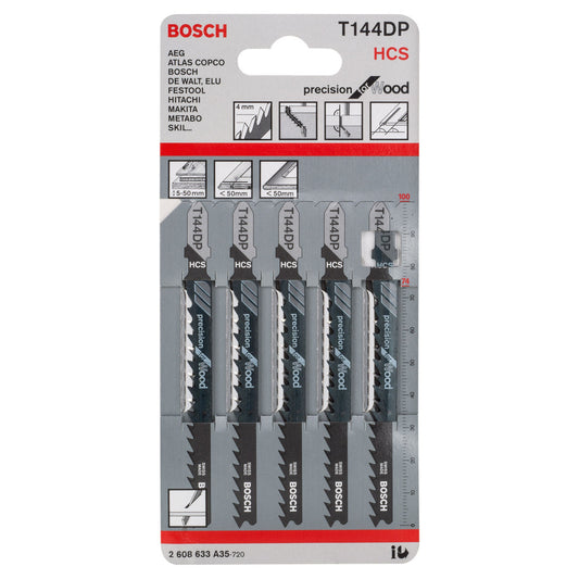 Bosch Jigsaw Blades Precision Cutting for Wood  5 Pack T144DP