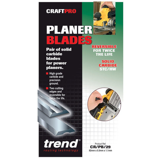 Trend CRAFTPRO 82mm Reversible Planer Blades Will Fit Most Brands CR/PB29