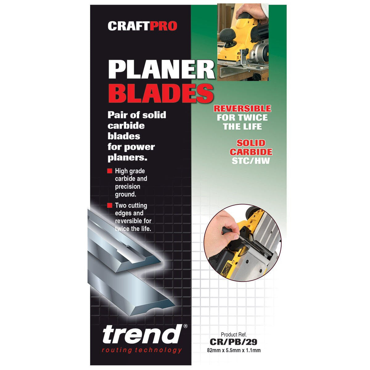 Trend CRAFTPRO 82mm Reversible Planer Blades Will Fit Most Brands CR/PB29