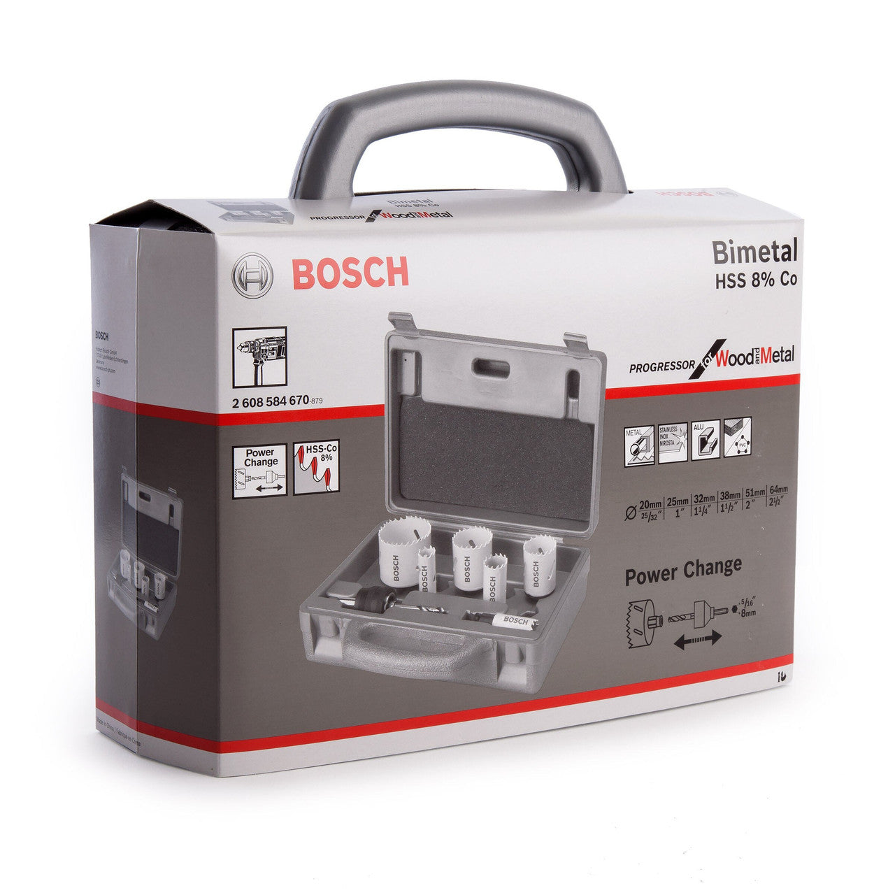 Bosch HSS Bimetal Progressor Holesaw Kit 9 Piece For wood and metal 2608584670